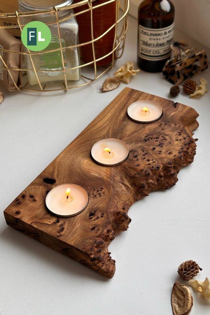 Подовгаста свічка на 2 ґноти — Дуб, соєвий віск, 12×6 см × 10 см, 2 ґноти — KOSHKA